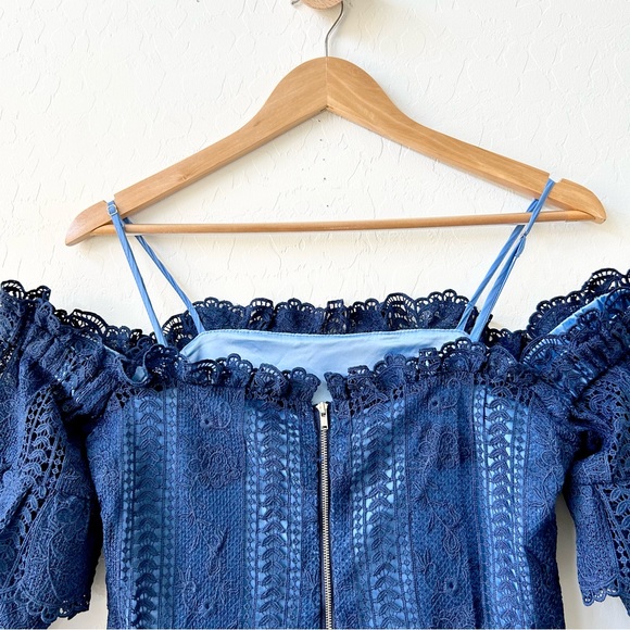 Parker Irma Lace Cold Shoulder Mini-Dress Dark Blue, Size 4, Excellent Condition - Picture 6 of 8